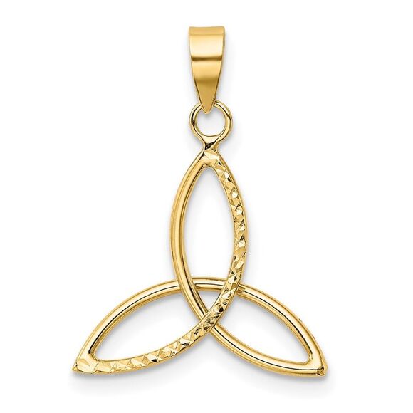 14k Yellow Gold Polished & Diamond Cut Trinity Pendant, 17mm (5/8 in) - Picture 3 of 5
